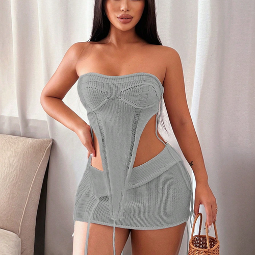 Strick-Minikleid mit Cut-Outs