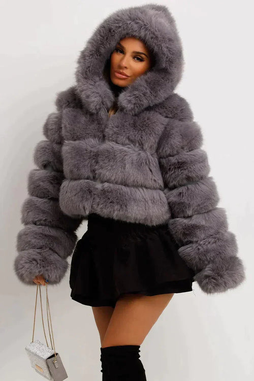 Kuschelige Wintermantel Jacke mit Kapuze